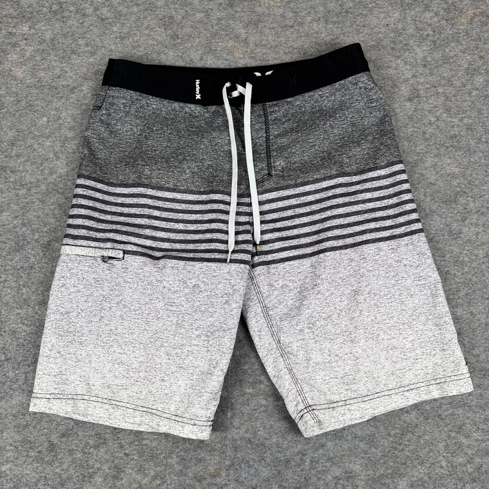 Hurley Board Shorts 11" Gray Striped Mens 32